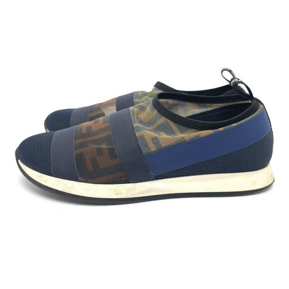 FENDI Sports Zucca FF Sneakers mesh Brown x navy - Picture 5 of 8